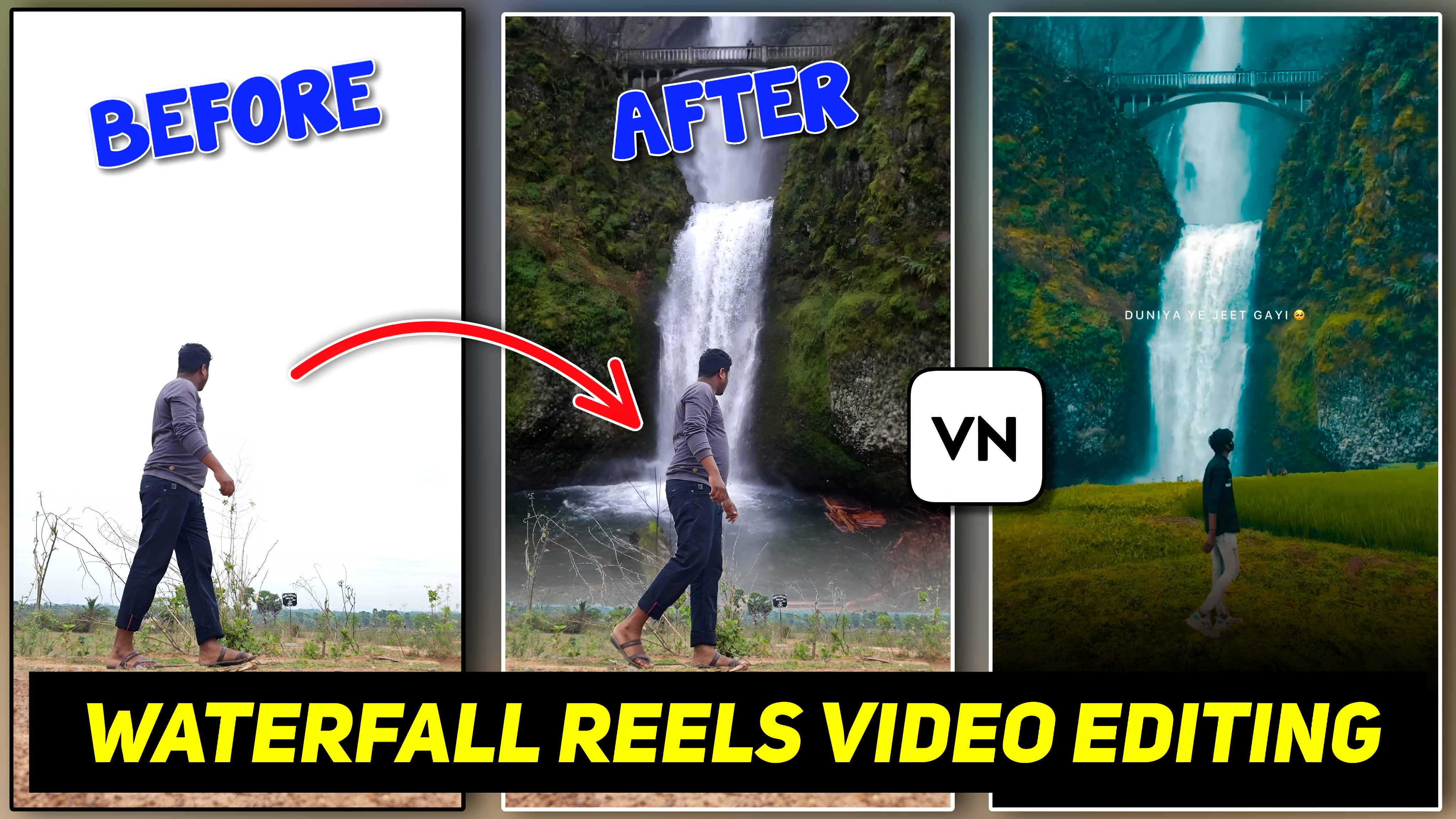 How To Make Waterfall Reels Video || Waterfall Instagram Reels Video Editing || VN Video Editing